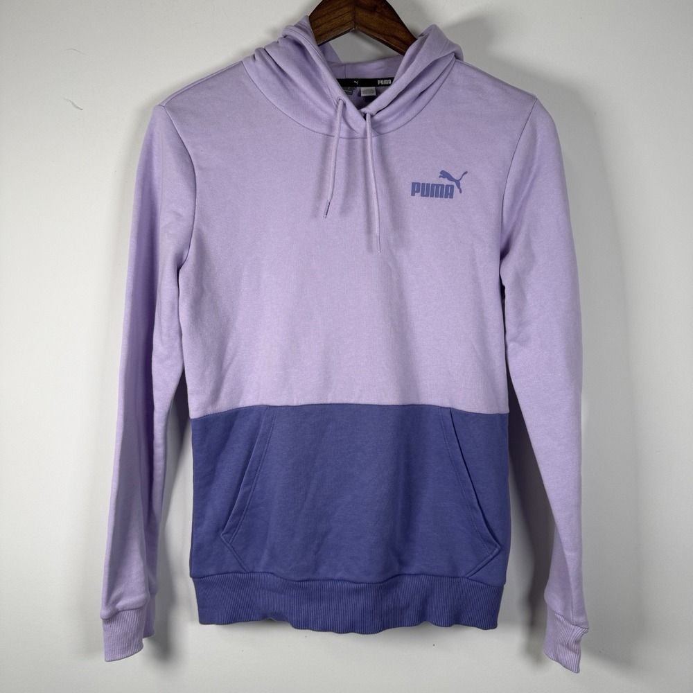 Puma Women's Color Lock Hooded Sweatshirt Purple Size Small Athleisure‎